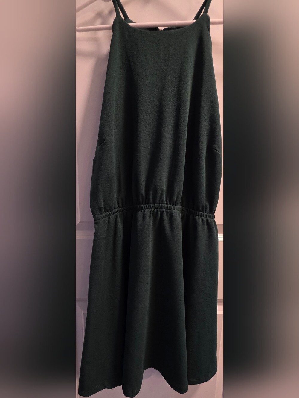Classic Forest Green Women’s Dress with Gathered Waist